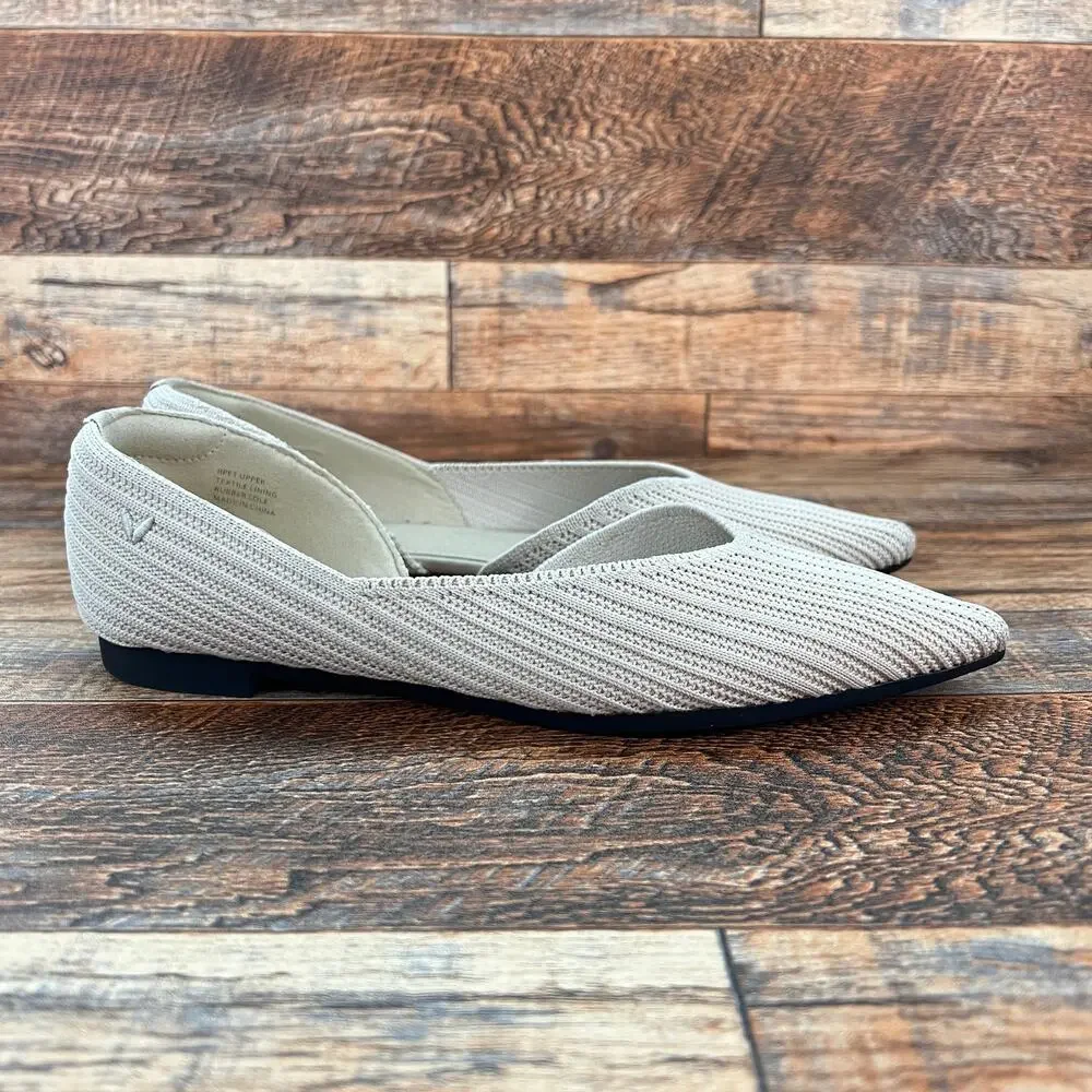Vivaia Melia Cream Pointed Toe D'Orsay Knit Flats Women's 36.5 US6